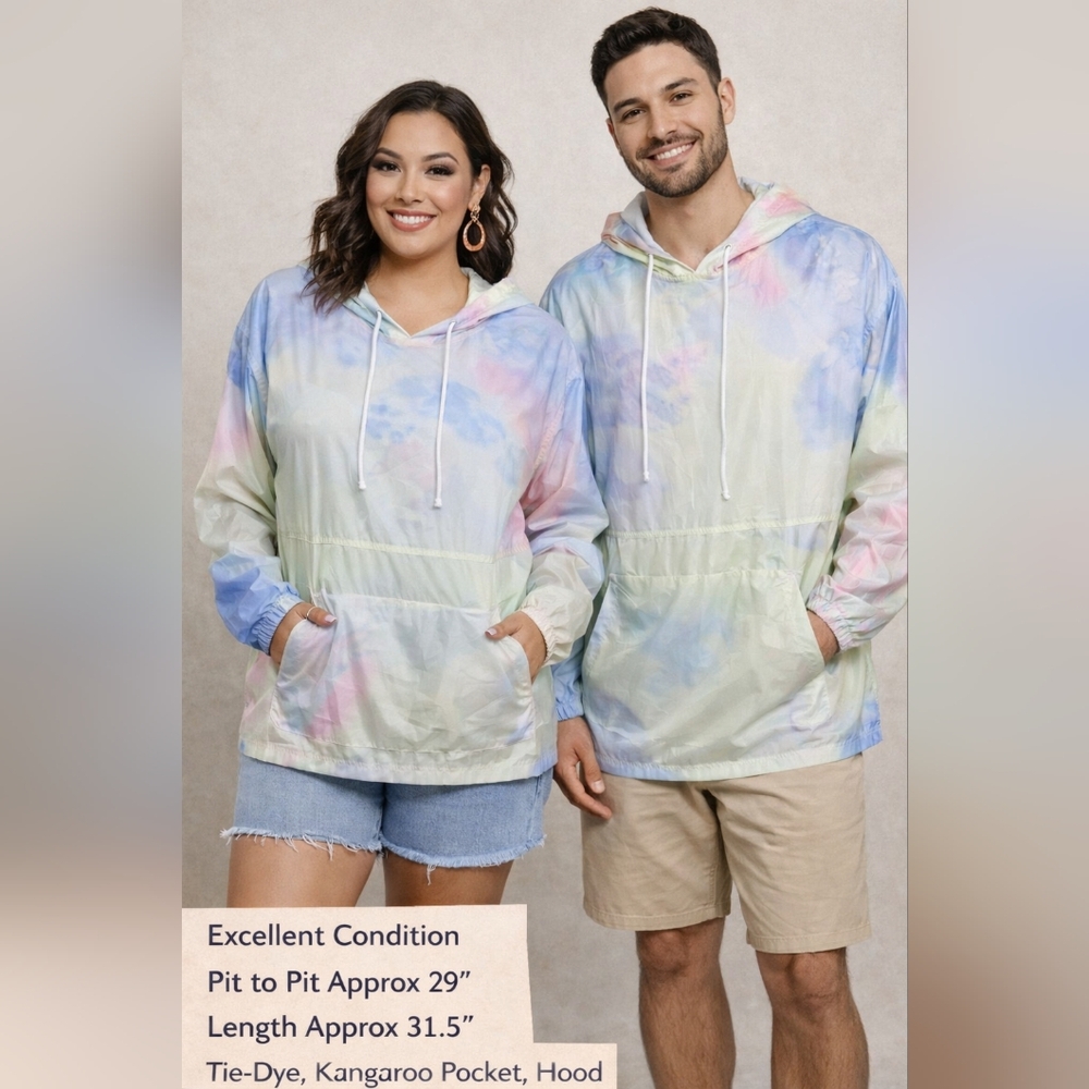 Spirit Jersey Tie Dye Hooded Windbreaker XXL Unisex Pastel